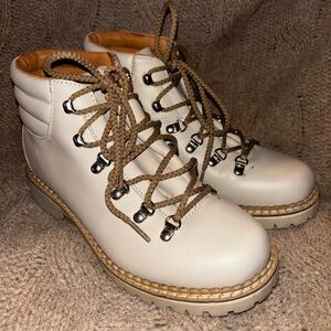 Montelliana Margherita Women's Cream Lace-Up Hiking Boots Made in Italy Size 37